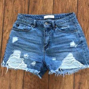 Ripped jean shorts